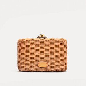 Frances Valentine Paige Wicker Clutch in Natural